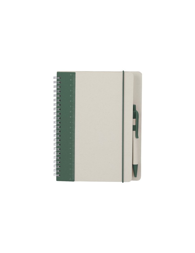 Cahier Kirax Couleurs : vert foncé Matières : carton de lait recyclé personnalisable avec votre logo