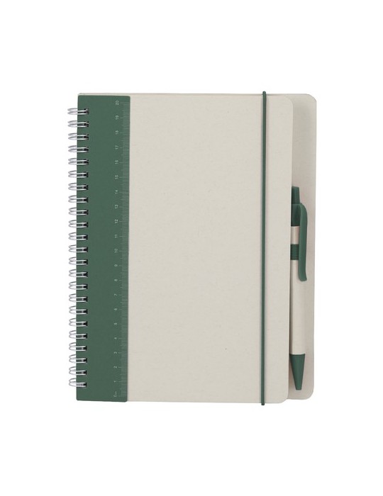 Cahier Kirax Couleurs : vert foncé Matières : carton de lait recyclé personnalisable avec votre logo
