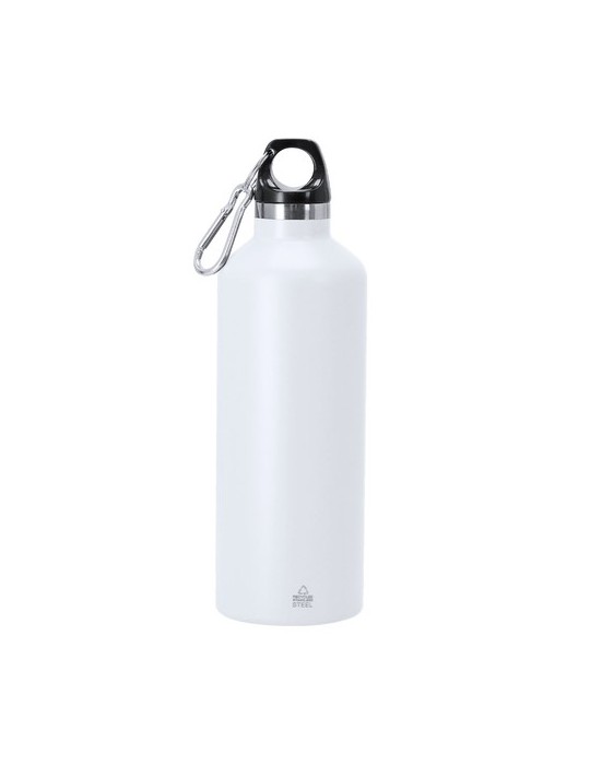 Bidon Thermique Angkor Couleurs : blanc Matières : acier inoxydable recyclé marquage laser ultra précis