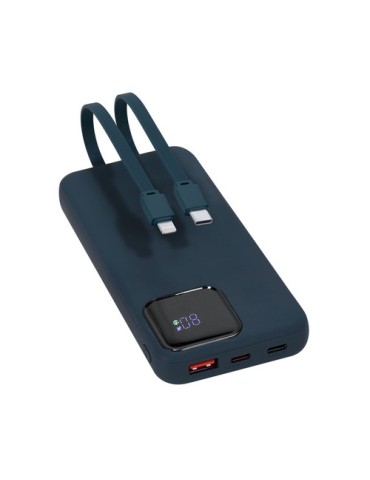 Power Bank Fatuox Matières : ABS recyclé Couleurs : bleu marine impression logo haute qualité