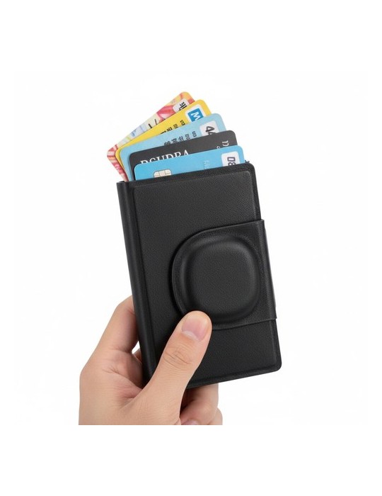 Porte-Cartes Traqueur Selkik Matières : PU Couleurs : noir objet promotionnel éco-responsable