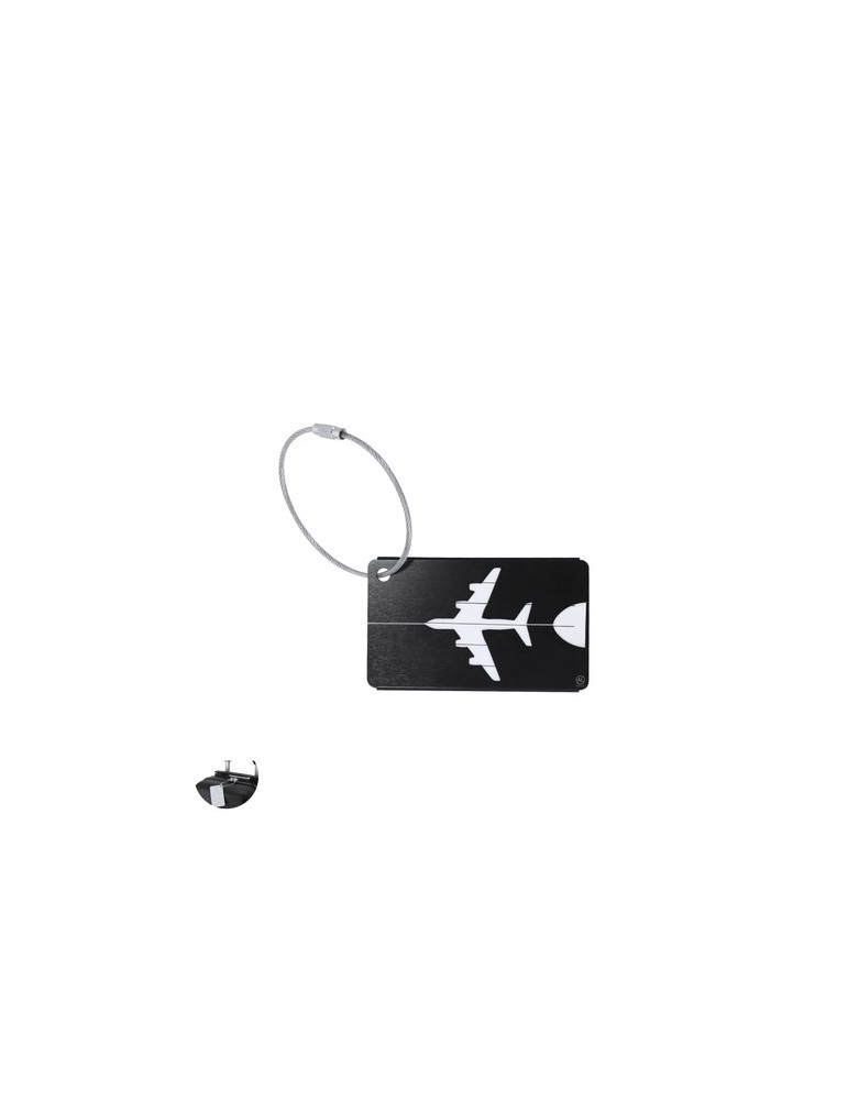 Identificateur Valise Hekla Matières : aluminium recyclé  Couleurs : noir goodies publicitaire événementiel