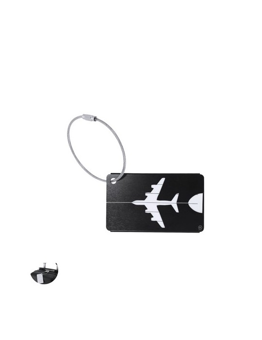 Identificateur Valise Hekla Matières : aluminium recyclé  Couleurs : noir goodies publicitaire événementiel