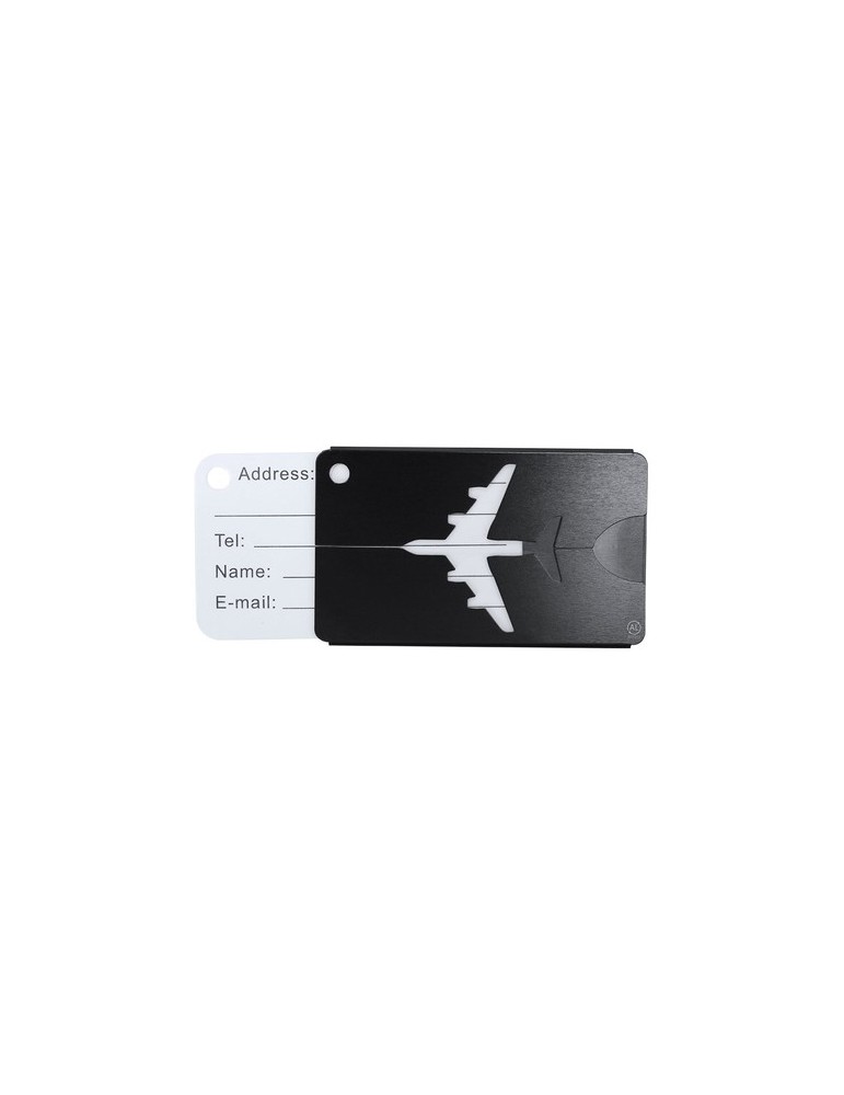 Identificateur Valise Hekla Matières : aluminium recyclé  Couleurs : noir objet promotionnel éco-responsable