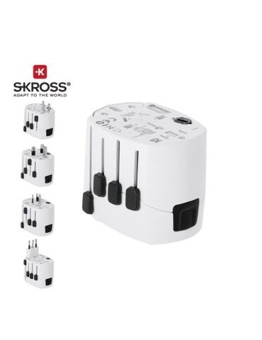 Adaptateur Voyage Universel Skross PRO 3-POLE Couleurs : blanc