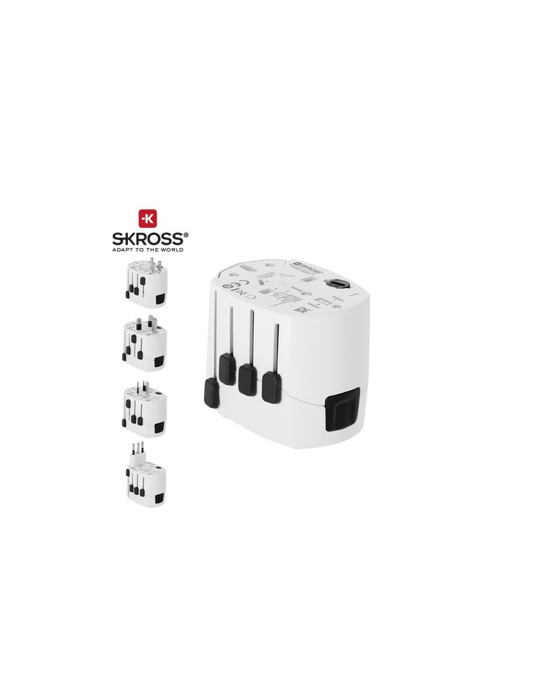 Adaptateur Voyage Universel Skross PRO 3-POLE Couleurs : blanc