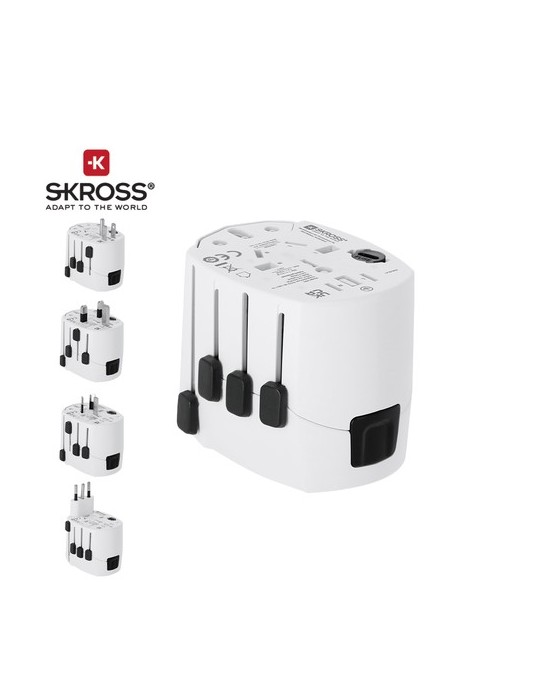 Adaptateur Voyage Universel Skross PRO 3-POLE Couleurs : blanc