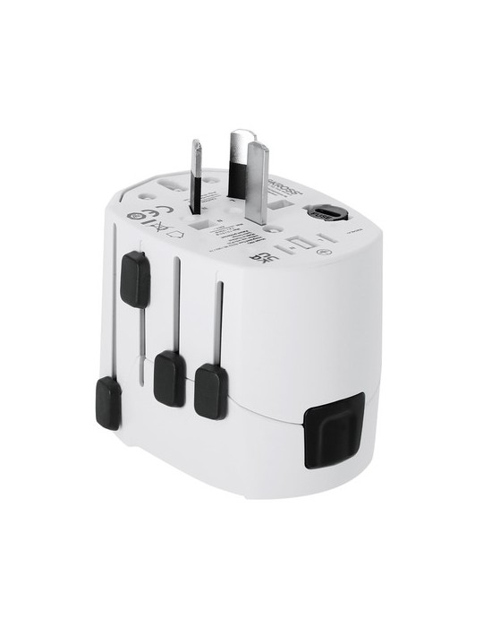 Adaptateur Voyage Universel Skross PRO 3-POLE Couleurs : blanc cadeau entreprise pas cher