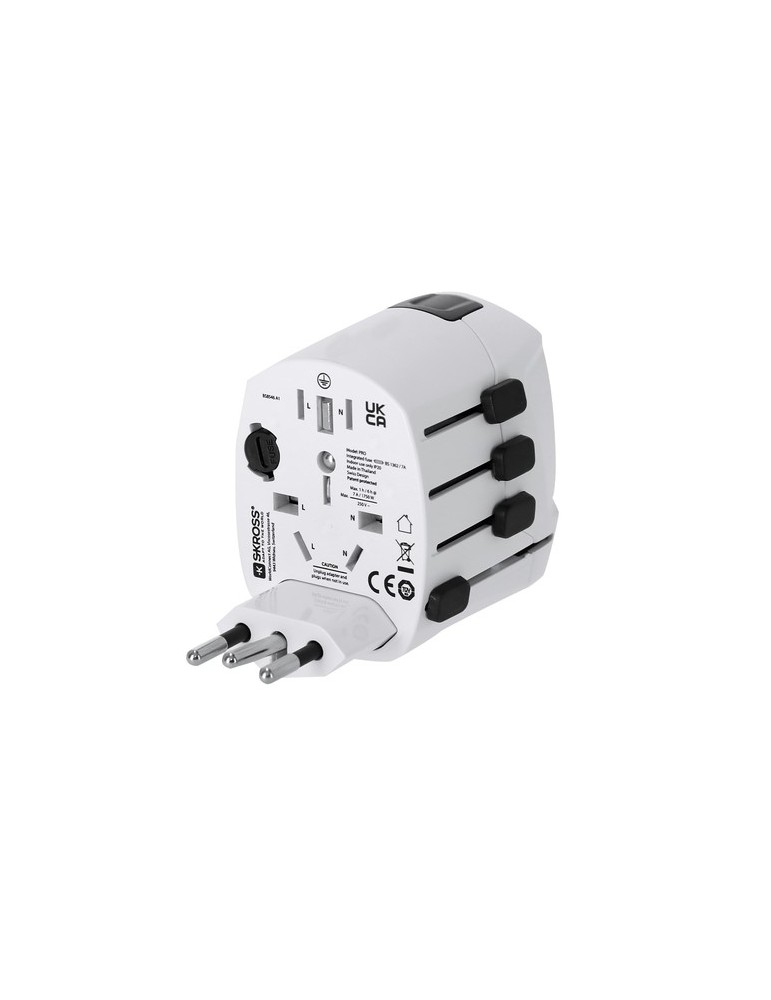 Adaptateur Voyage Universel Skross PRO 3-POLE Couleurs : blanc impression haute définition