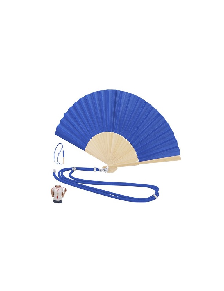Éventail Crusoe Matières : bambou Couleurs : bleu personnalisation rapide en France