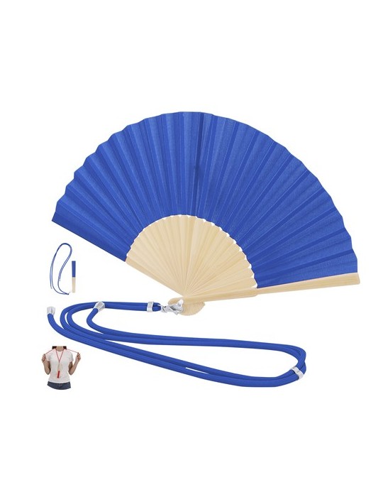 Éventail Crusoe Matières : bambou Couleurs : bleu personnalisation rapide en France