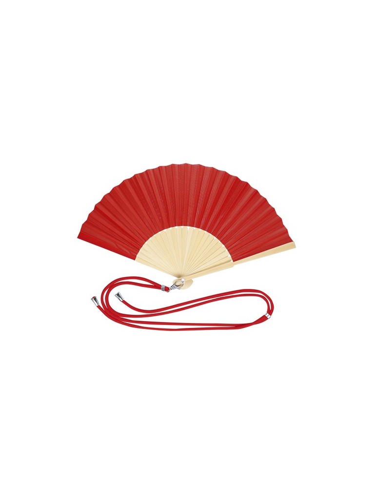 Éventail Crusoe Matières : bambou Couleurs : rouge goodies publicitaire événementiel