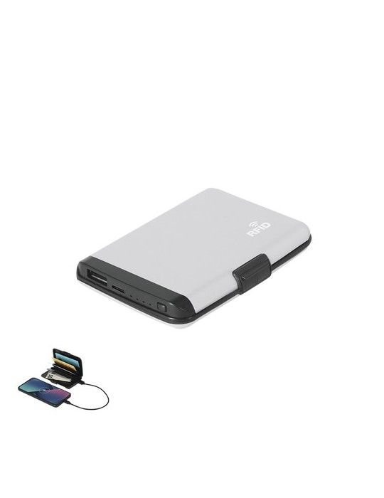 Porte-Cartes Power Bank Chefler Matières : aluminium Couleurs : argenté