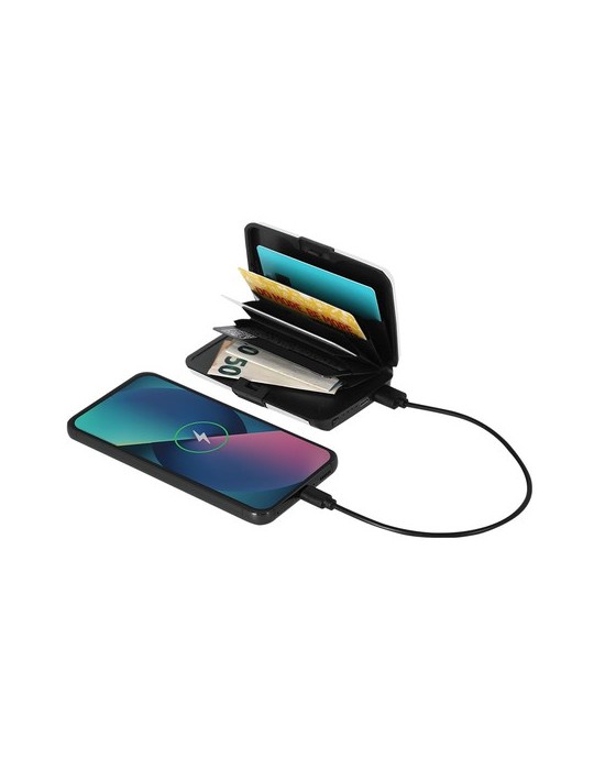 Porte-Cartes Power Bank Chefler Matières : aluminium Couleurs : argenté impression haute définition