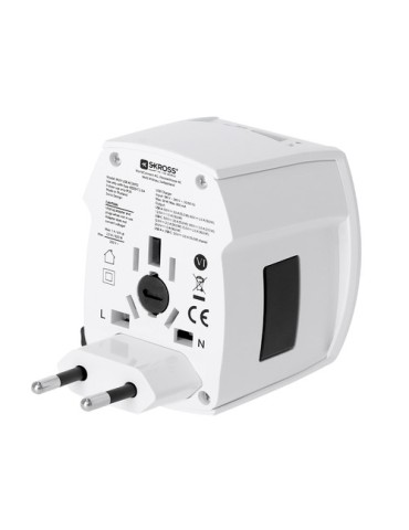 Adaptateur Voyage Universel Skross MUV USB 30W PD Couleurs : blanc marquage laser ultra précis