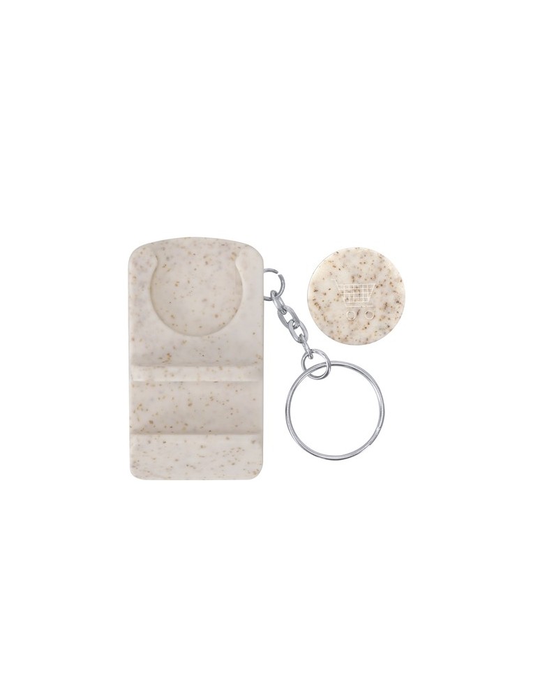 Porte-Clés Monnaie Support Lansan Couleurs : naturel Matières : paille de blé personnalisable avec votre logo