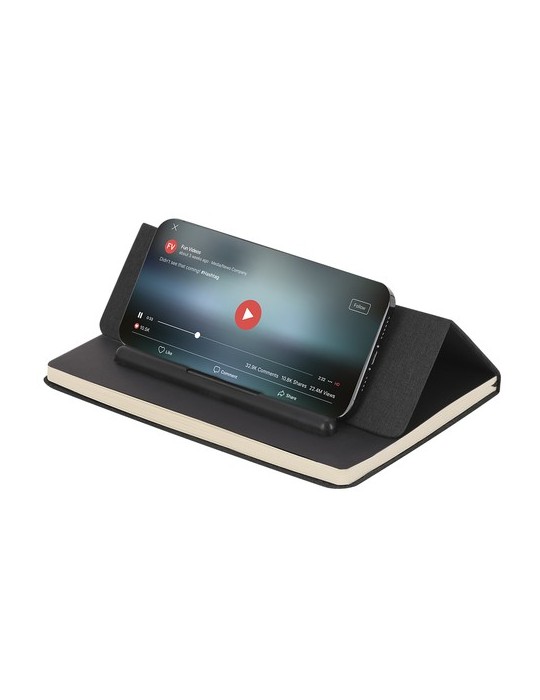 Bloc Notes Support Lemard Couleurs : noir Matières : polyester recyclé goodies publicitaire événementiel