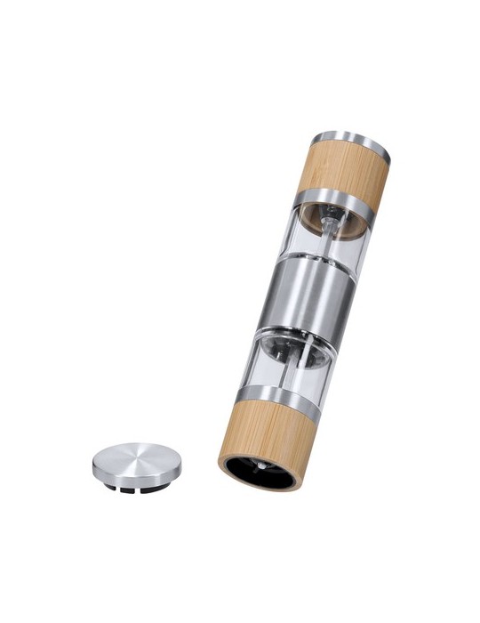 Moulin à Sel et Poivre Tiamat Matières : bambou Couleurs : argenté goodies publicitaire événementiel