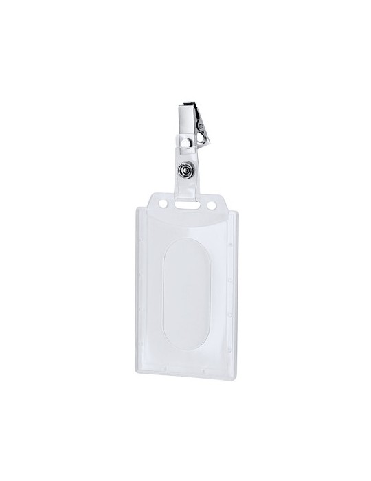 Badge Helock Matières : polystyrène (PS) Couleurs : transparent cadeau entreprise pas cher