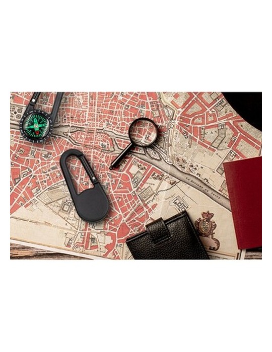 Boussole avec mousqueton | Madu Matières : plastique Couleurs : noir goodies entreprise design