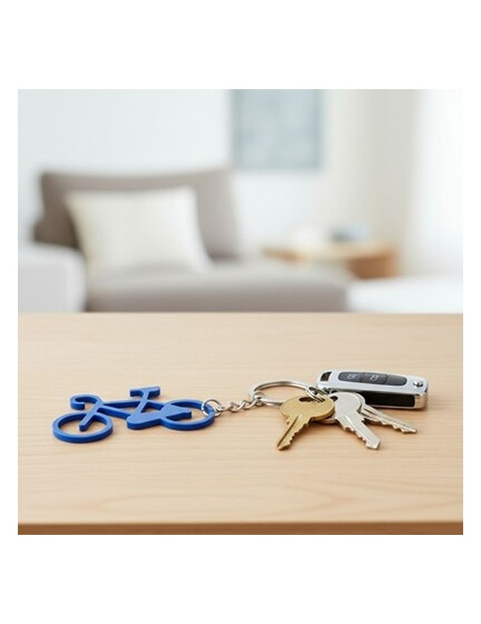 Porte-clés en forme de « bicyclette » | Rekab Matières : aluminium Couleurs : bleu impression haute définition