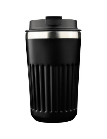 Mug double paroi en acier inoxydable recyclé de 400 ml Chiara Matières : silicone Couleurs : noir