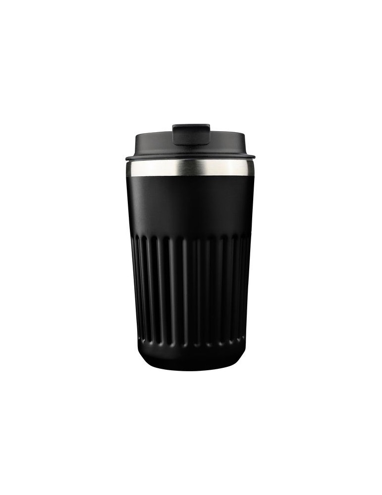 Mug double paroi en acier inoxydable recyclé de 400 ml Chiara Matières : silicone Couleurs : noir
