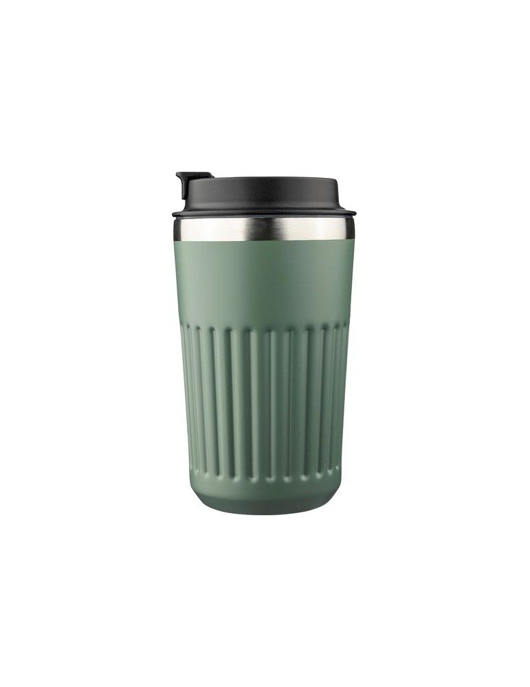 Mug double paroi en acier inoxydable recyclé de 400 ml Chiara Matières : silicone Couleurs : noir personnalisation sur mesure