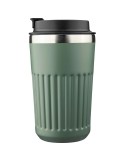 Mug double paroi en acier inoxydable recyclé de 400 ml Chiara Matières : silicone Couleurs : noir personnalisation sur mesure