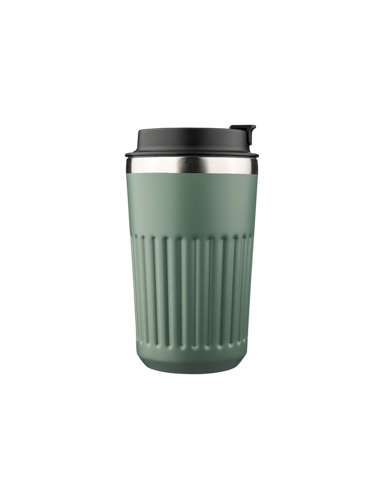 Mug double paroi en acier inoxydable recyclé de 400 ml Chiara Matières : silicone Couleurs : noir cadeau collaborateur premium