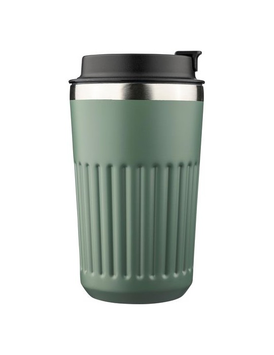 Mug double paroi en acier inoxydable recyclé de 400 ml Chiara Matières : silicone Couleurs : noir cadeau collaborateur premium