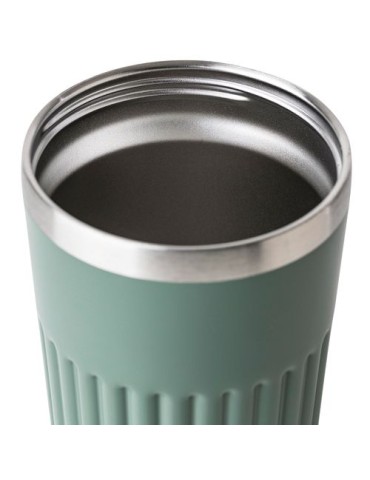 Mug double paroi en acier inoxydable recyclé de 400 ml Chiara Matières : silicone Couleurs : noir personnalisation rapide en Fra