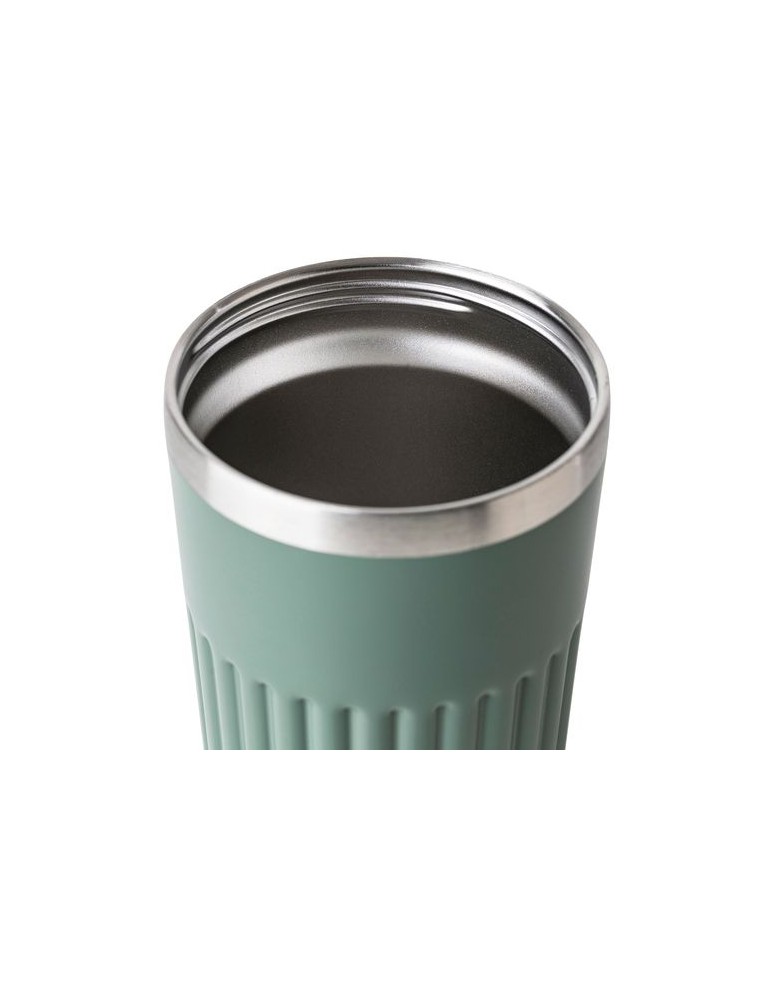 Mug double paroi en acier inoxydable recyclé de 400 ml Chiara Matières : silicone Couleurs : noir personnalisation rapide en Fra