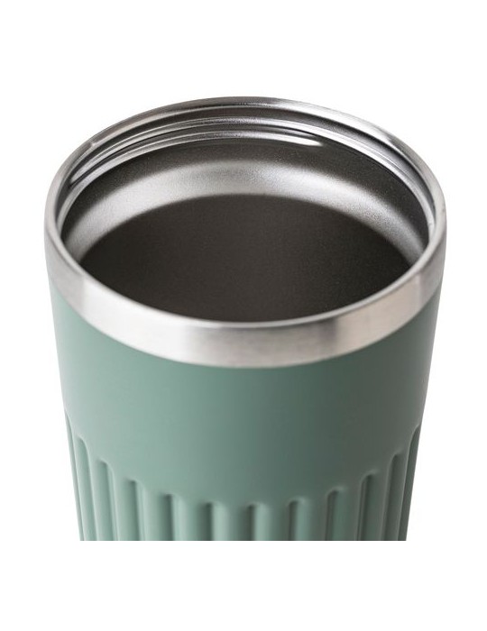 Mug double paroi en acier inoxydable recyclé de 400 ml Chiara Matières : silicone Couleurs : noir personnalisation rapide en Fra