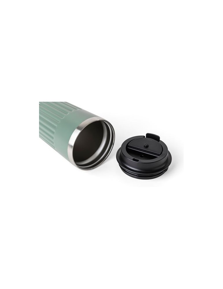 Mug double paroi en acier inoxydable recyclé de 400 ml Chiara Matières : silicone Couleurs : noir goodies publicitaire durable