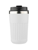 Mug double paroi en acier inoxydable recyclé de 400 ml Chiara Matières : silicone Couleurs : blanc marquage laser ultra précis