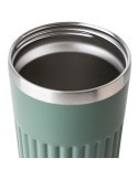 Mug double paroi en acier inoxydable recyclé de 400 ml Chiara Matières : silicone Couleurs : blanc accessoire événementiel uniqu