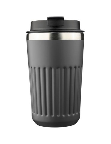 Mug double paroi en acier inoxydable recyclé de 400 ml Chiara Matières : silicone Couleurs : gris cadeau entreprise pas cher