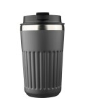 Mug double paroi en acier inoxydable recyclé de 400 ml Chiara Matières : silicone Couleurs : gris cadeau entreprise pas cher