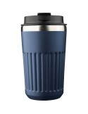 Mug double paroi en acier inoxydable recyclé de 400 ml Chiara Matières : silicone Couleurs : bleu impression haute définition