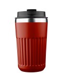 Mug double paroi en acier inoxydable recyclé de 400 ml Chiara Matières : silicone Couleurs : bordeaux personnalisable avec votre