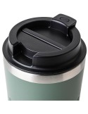 Mug double paroi en acier inoxydable recyclé de 400 ml Chiara Matières : silicone Couleurs : bordeaux impression haute définitio