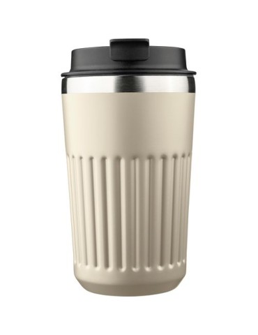 Mug double paroi en acier inoxydable recyclé de 400 ml Chiara Matières : silicone Couleurs : beige livraison express 24h 48h