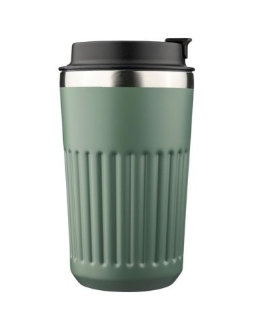 Mug double paroi en acier inoxydable recyclé de 400 ml Chiara Matières : silicone Couleurs : beige personnalisation rapide en Fr