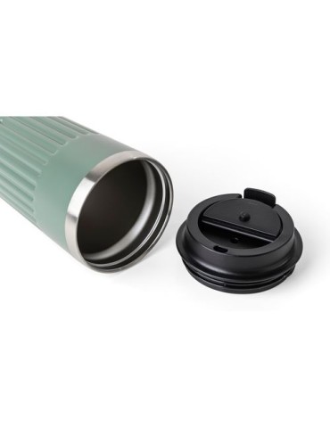 Mug double paroi en acier inoxydable recyclé de 400 ml Chiara Matières : silicone Couleurs : beige cadeau affaires élégant