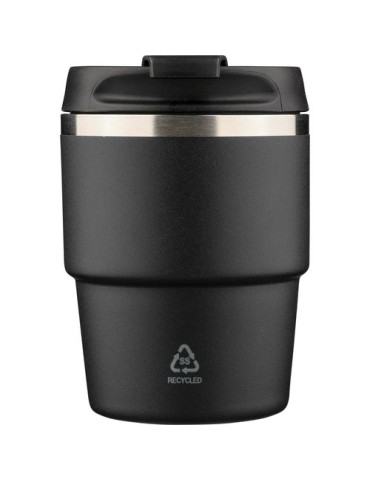 Mug double paroi de 175 ml en acier inoxydable recyclé Oli Matières : céramique Couleurs : noir