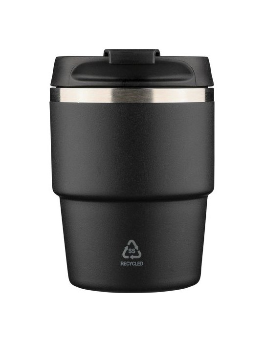 Mug double paroi de 175 ml en acier inoxydable recyclé Oli Matières : céramique Couleurs : noir