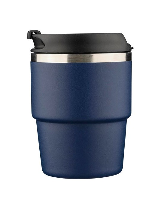 Mug double paroi de 175 ml en acier inoxydable recyclé Oli Matières : céramique Couleurs : noir goodies entreprise design