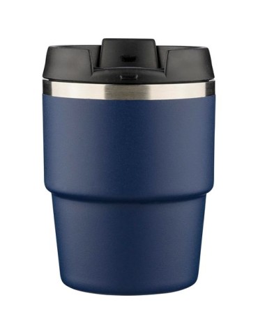Mug double paroi de 175 ml en acier inoxydable recyclé Oli Matières : céramique Couleurs : noir objet publicitaire robuste