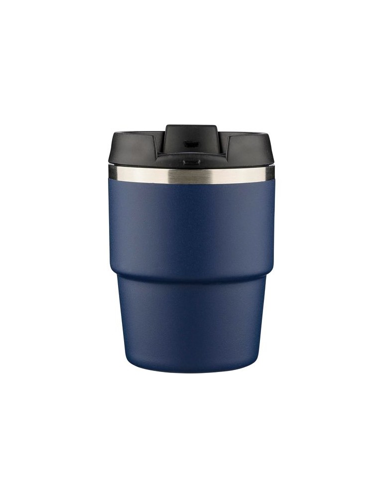 Mug double paroi de 175 ml en acier inoxydable recyclé Oli Matières : céramique Couleurs : noir objet publicitaire robuste